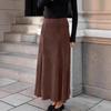 2026 Herbst Vintage Braun Fleecegefüttert Hohe Taille A-Linie Midi Wildlederrock Französischer Stil Eleganter Damenrock