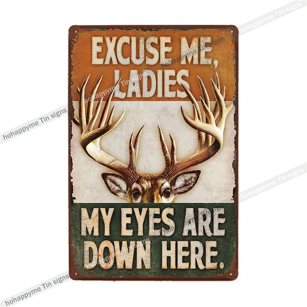 Metallschild im Vintage-Stil, für Männerhöhle, Blechmalerei, Poster, Jagdhunde, Hirsche, Retro-Wandkunst, Eisenplatten, Dekoration, Plakette, 20 x 30 cm