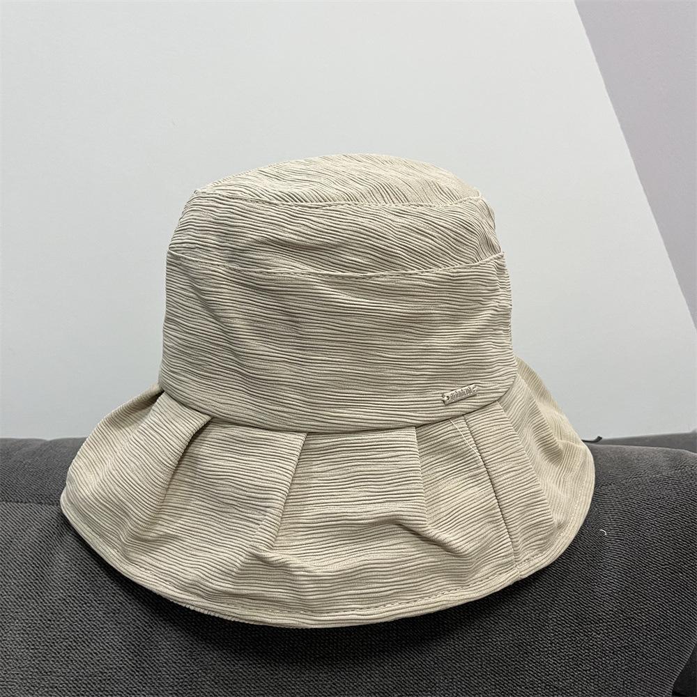Folded Bucket Hat Women's Autumn Casual Versatile Washbasin Hat Fashion Style Face Cover Black Hat