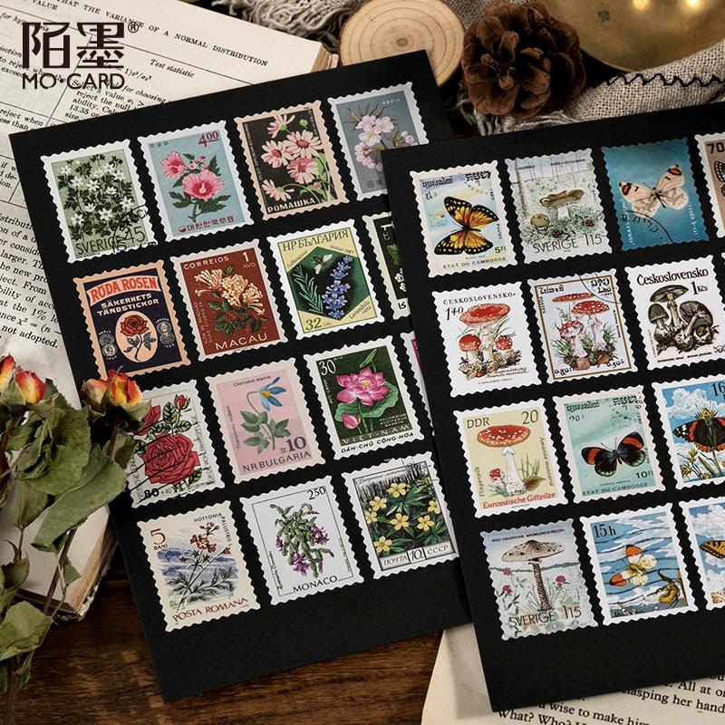 46 pcs Vintage stamp style Stickers pack Decorative Hand Account Diary Album handmade Diy Scrapbooking accessories