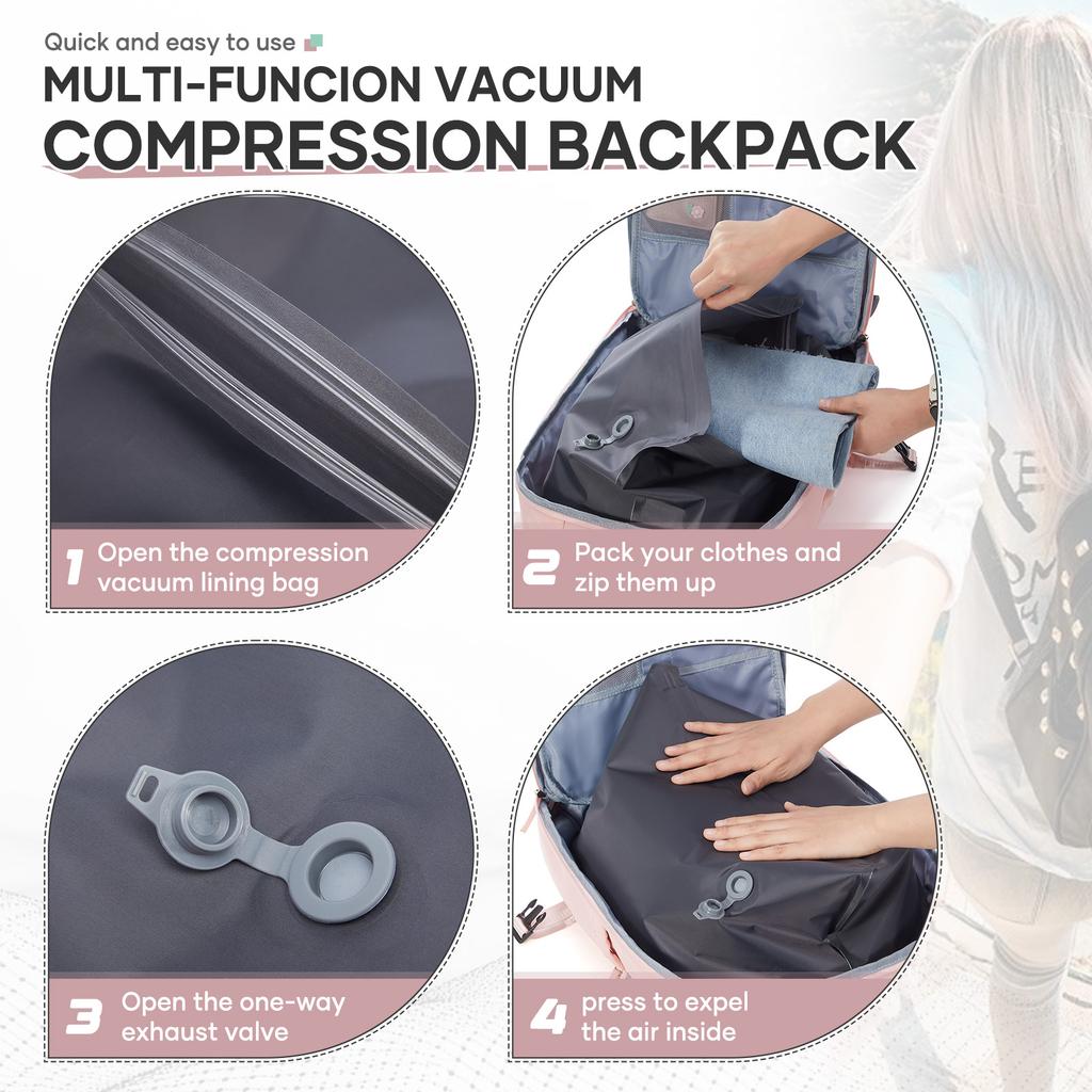 Vacuum Compressed Backpack, Suitable for Business Leisure, Travel Bag, Multifunctional Laptop Backpack Vacuum Bags for Clothes