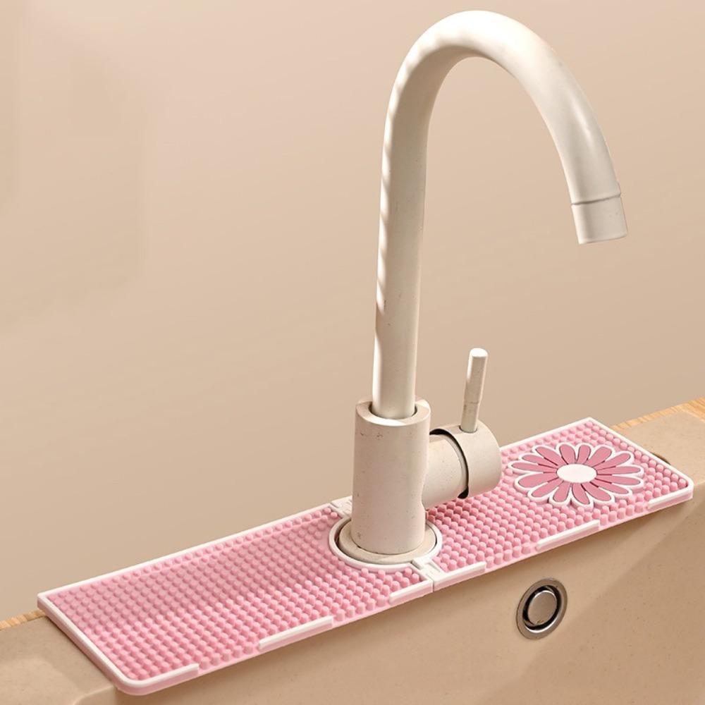 

Мягкий коврик для смесителя Защита от брызг Гибкий дренажный коврик для сушки Многоцелевая корзина для хранения губок Защита от брызг для раковины розовый