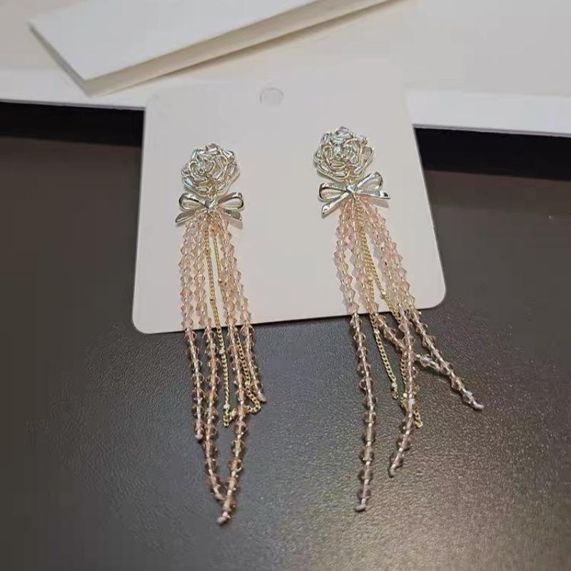 Sparkling Tulip Tassel Flower Earrings Show Face Small Fashion Earrings Accessories for Women