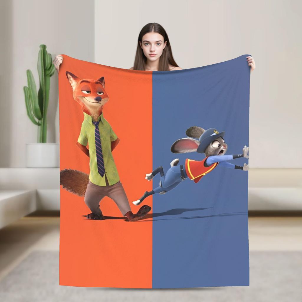 Anime Zootopia Cartoon Flannel Blanket Super Soft Throw Blanket for Bedroom Airplane Travel Fashion Bedspread Sofa Bed Cover