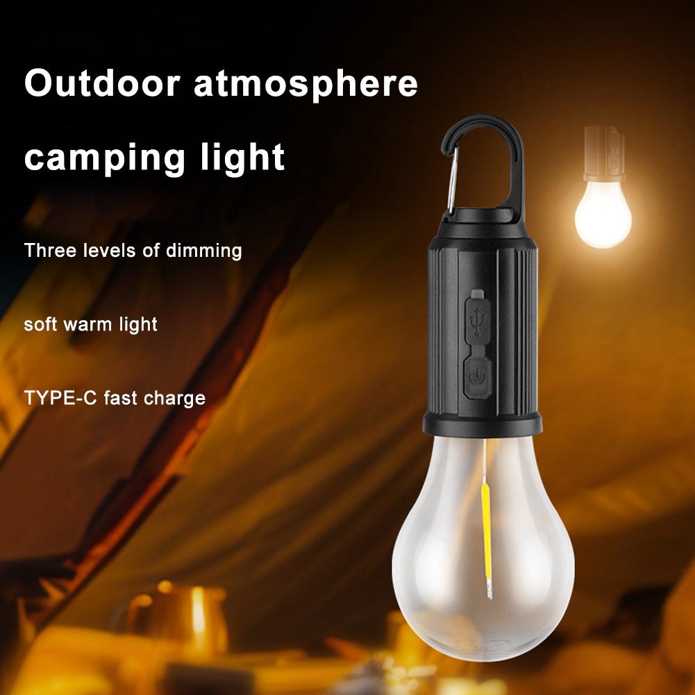 1/3/5pcs Outdoor TypeC Charge/Solar Power LED Lamp Bulb High Brightness Emergency Light Hook Up Camping Fishing Portable Lantern