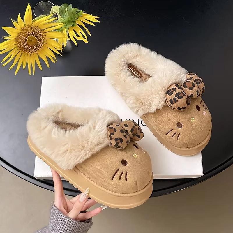 Autumn Winter Slippers for Women Plush Cute  Home Warm Cotton Slippers Cartoon Home Indoor Shoes
