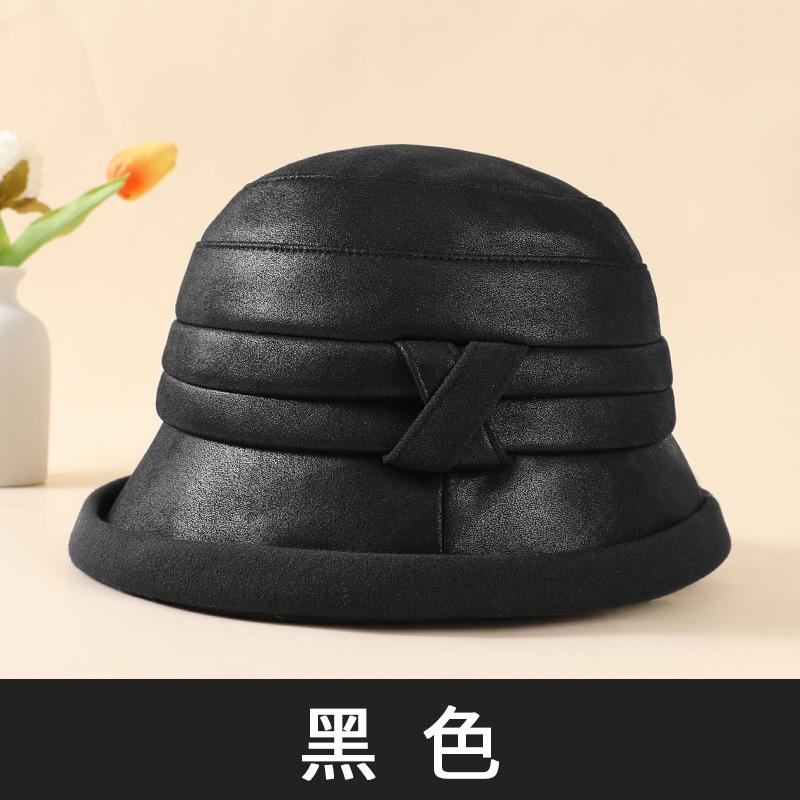 

Мамина шляпа женская осень и зима новая шляпа-ведро для среднего пожилого человека модная шляпа для пожилого человека бабушки пожилой женщины шляпа-котелок теплая One size чёрный