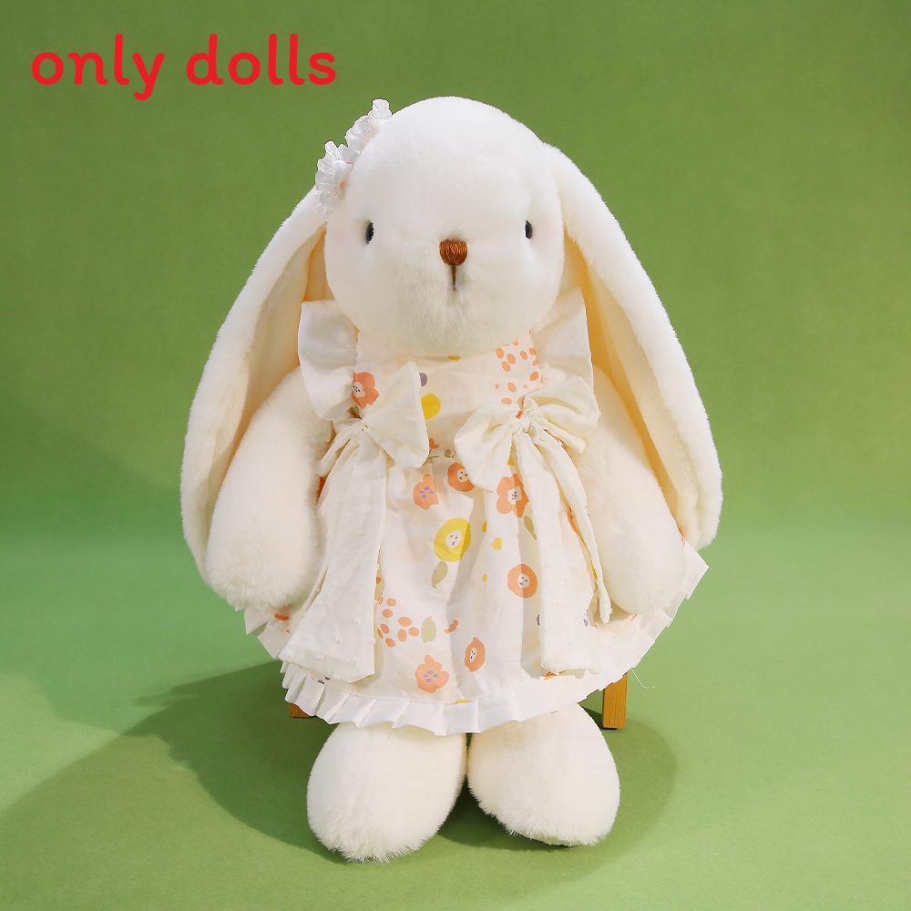Plush Rabbit Toy With Bow And Dress Decoration Fur For Kids Birthday Gift