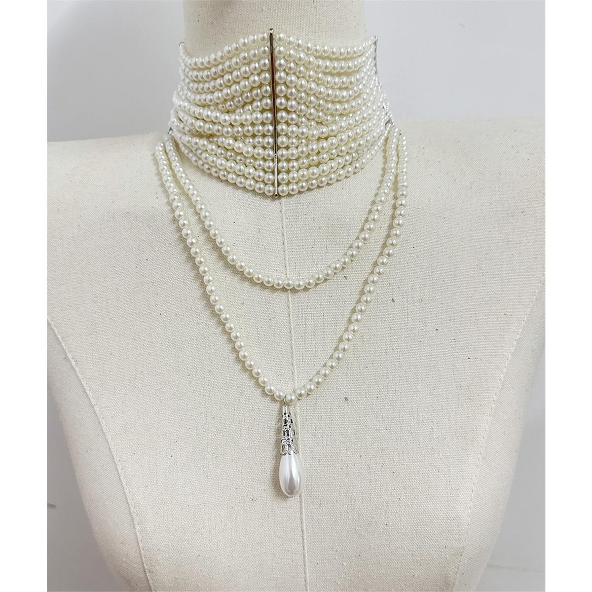 

Tooxika Легкая Роскошь Ретро Ручная Работа Многослойное Жемчужное Ожерелье-цепочка с Подвесками-кисточками Французский Стиль Стиль Знаменитости Темпераментное Ожерелье-чокер Для Женщин серебряный