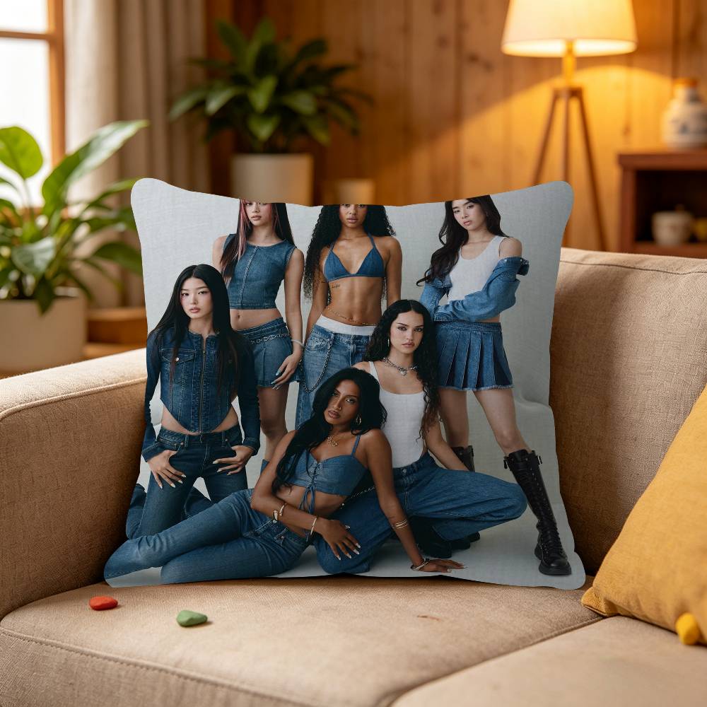 Korea Kpop Band K-Katseye Cushion Cover Inches Farmhouse Decor Home Throw Pillow Covers for Couch Decorations