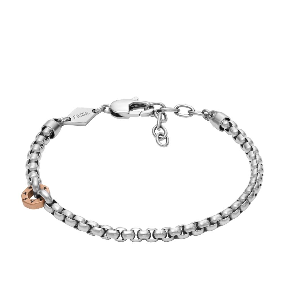 

Fossil Мужской двухцветный браслет-цепочка из нержавеющей стали Sawyer, серебро