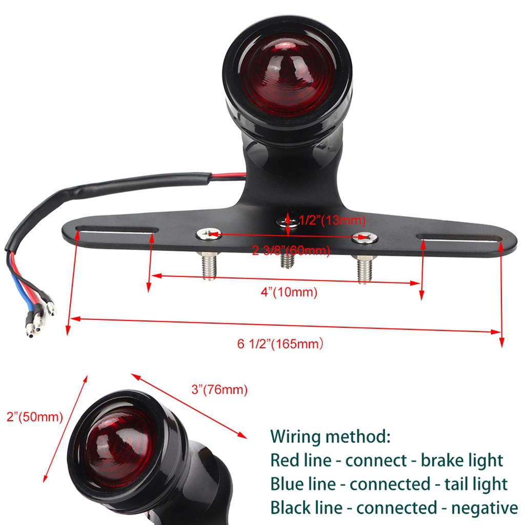 Universelles Motorrad Retro Konvexe Linse LED Rücklicht Bremslicht