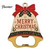 Party Favor for Christmas Bell Bottle Opener, Heavy Duty Beer Cap Remover, Magnetic Festive Kitchen Wall Decor Refrigerator Magnet, Metal Opener