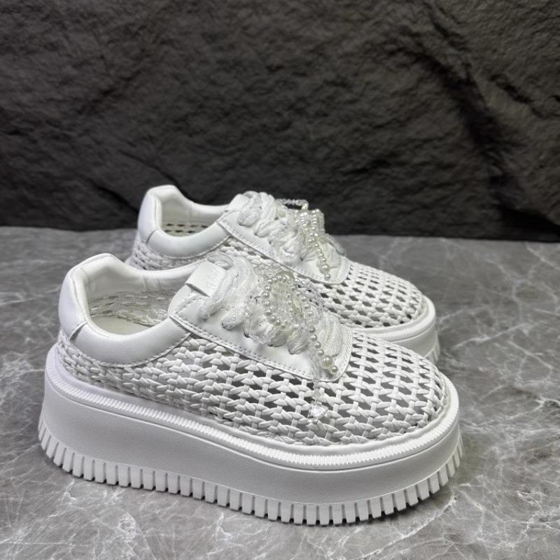 Fashion 7CM Women's Running Shoes Spring Summer Solid Color Fashion Shoes Platform Hot Sale Casual Sneakers Breathable Lace-Up Shoes