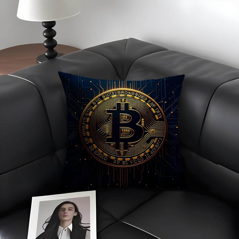 Bitcoin Fashion Cushion Cover Natural Linen Organic Fabric DoubleSided Printing Sofa Home Decor Gift Pillow Case