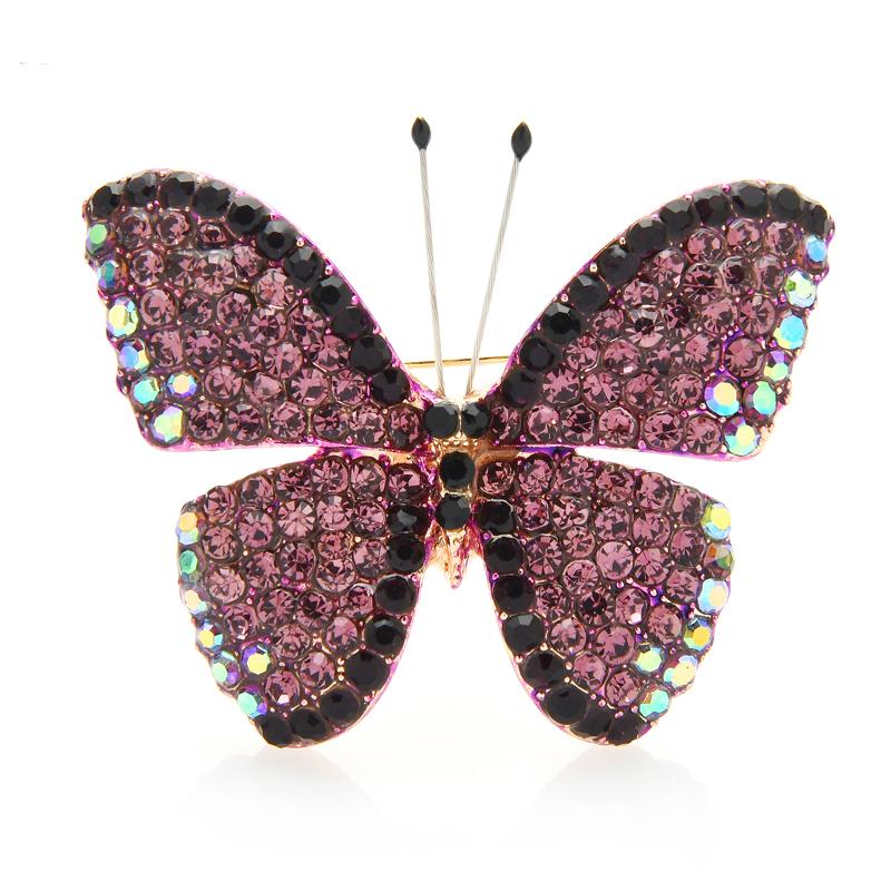 

Броши-бабочки со стразами для женщин, унисекс, цветные, насекомые, свадьбы, офисные броши, булавки, подарки фиолетовый