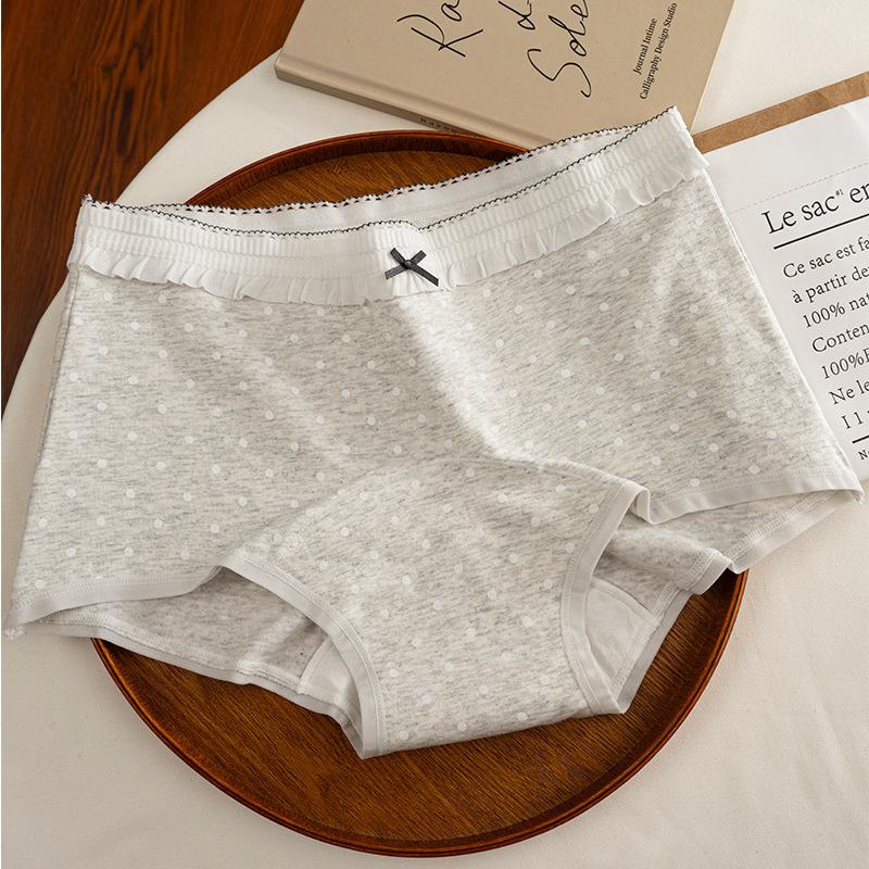 Retro Floral Cotton Boxer Briefs for Women - Antibacterial, Extended Crotch, Mid-Waist, Hip-Hugging Design. L (100-120 lbs) серый/цветочный