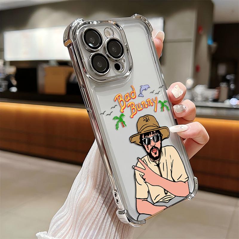 Popular male singers B-Bad and B-Bunny Plating Phone Case For iPhone 17 16 15 14 13 12 11 Pro Max X XR XSMax 7 8 Mini Air Plus