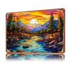 Stained Glass Stream D Texture Printed Poster Custom Vintage Metal Tin Plate Sign for Wall Art Decor Luxury Home and Decoration