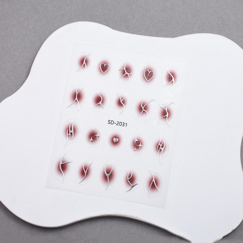 Thin & Durable Nail Stickers: Classic Silver Blush Gradient with Hearts & Stars Decals