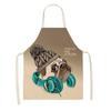 Aprons Cute Dog Printed Cotton Linen Kitchen Apron