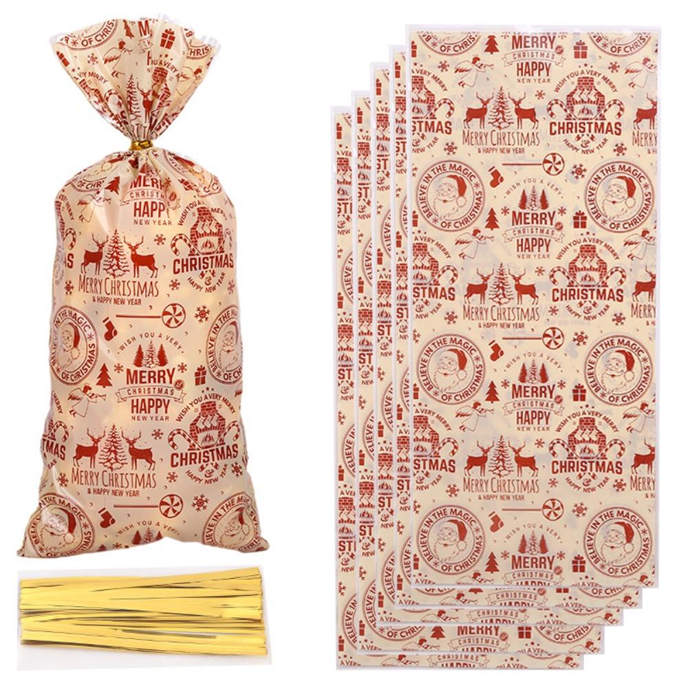 

50/100pcs 12.5*27.5cm Cookie Biscuit Package Santa Snowman Candy Biscuit Bag Xmas 1