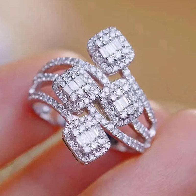 

Huitan Newly Designed Women Rings for Engagement Wedding Luxury Trendy Female Rings Party Brilliant Cubic Zirconia Zircon 6