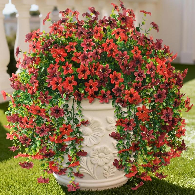 Flori Artificiale pentru Exterior Plante Suspendate False Decorațiune Primăvară Vară, 2 Bucăți Flori de Mătase Artificială Realiste Flori de Exterior Rezistente la UV Fără Decolorare