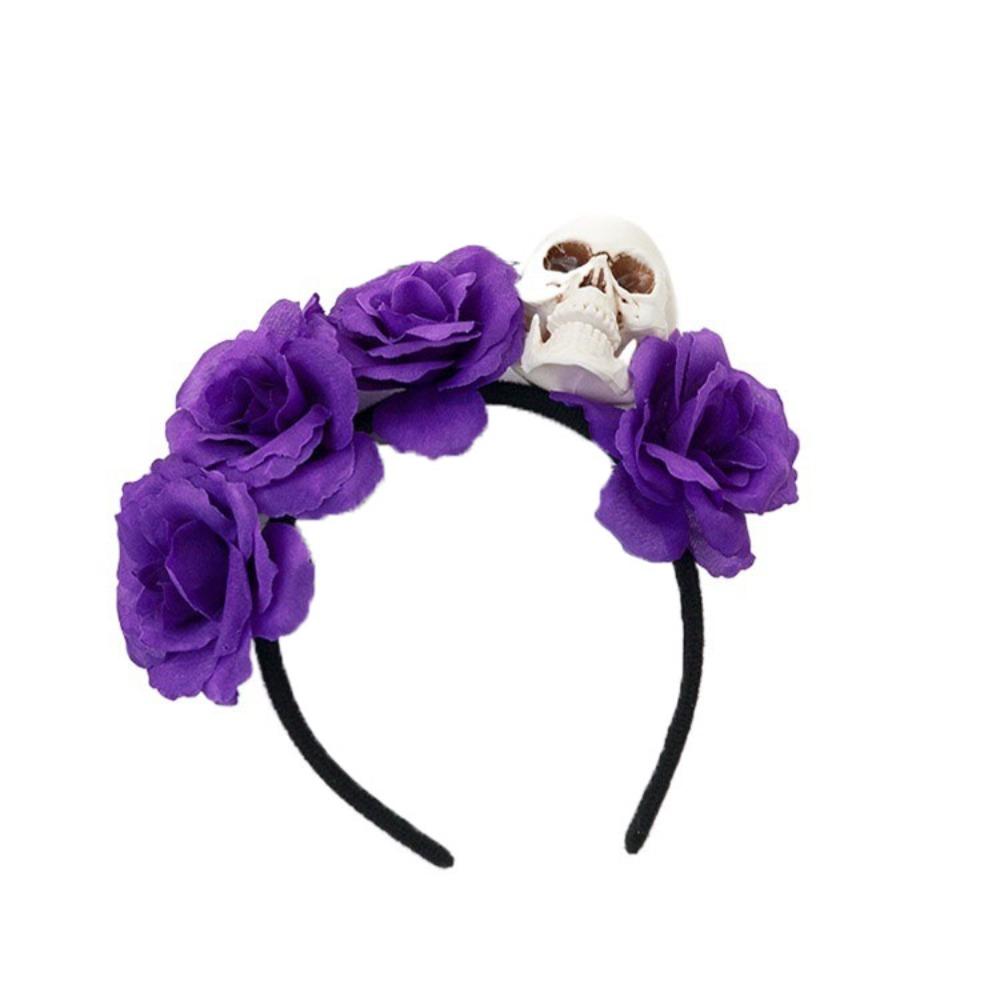 Halloween Decor Skull Head Headband Simulation Flower Gothic Flower Hairband  Party