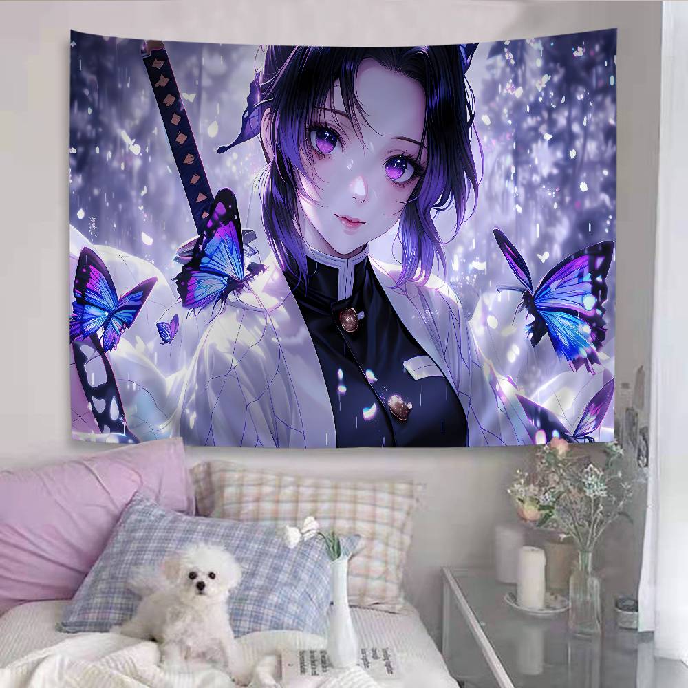 Kochou Shinobu Demon Slayer Anime Tapestry Hanging Tarot Hippie Wall Rugs Dorm Wall Hanging Sheets