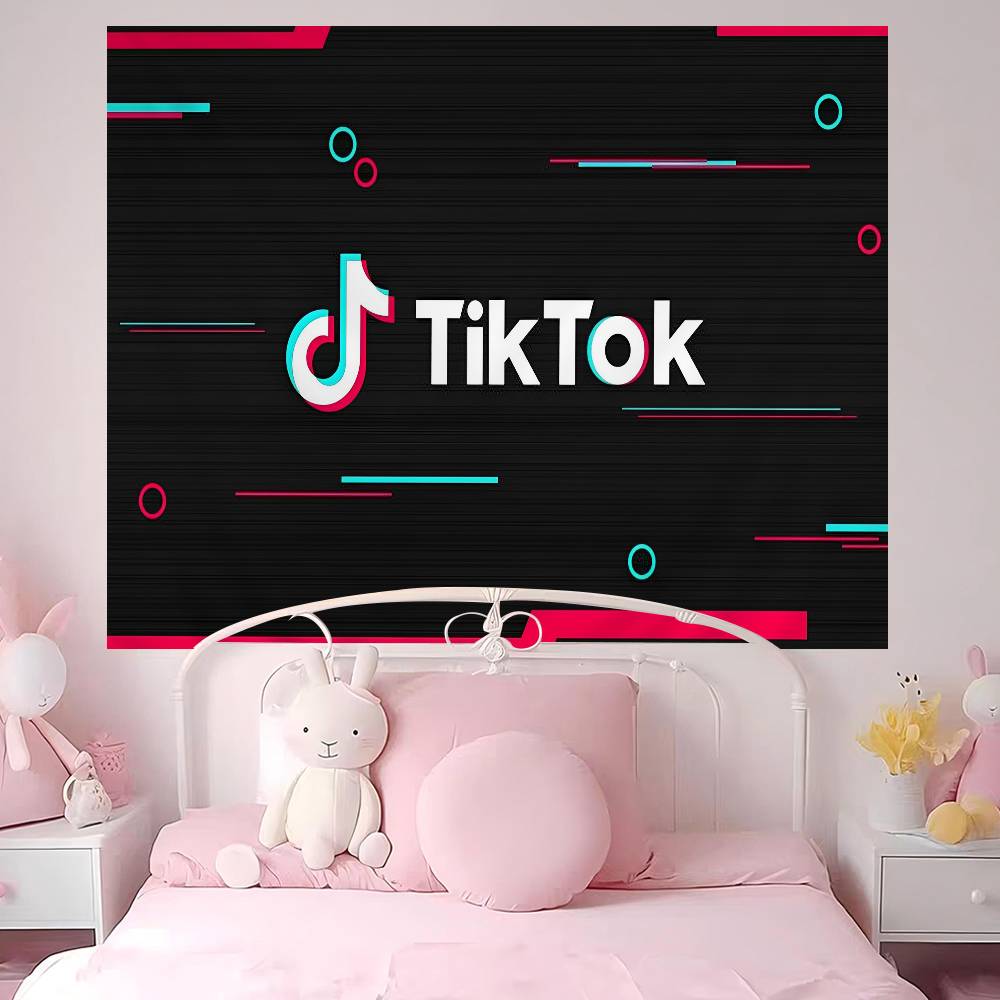 TTikTok Logo Cartoon Tapestry Home Decoration Hippie Bohemian Decoration Divination Home Decor