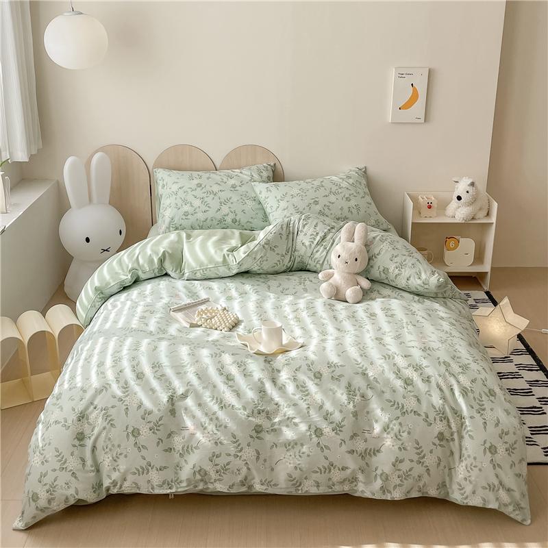 3Pcs Vintage Floral Plaid Pattern Duvet Cover Set 100% Cotton Ultra Soft Comforter Cover with Zipper Flowers Queen Bedding Set