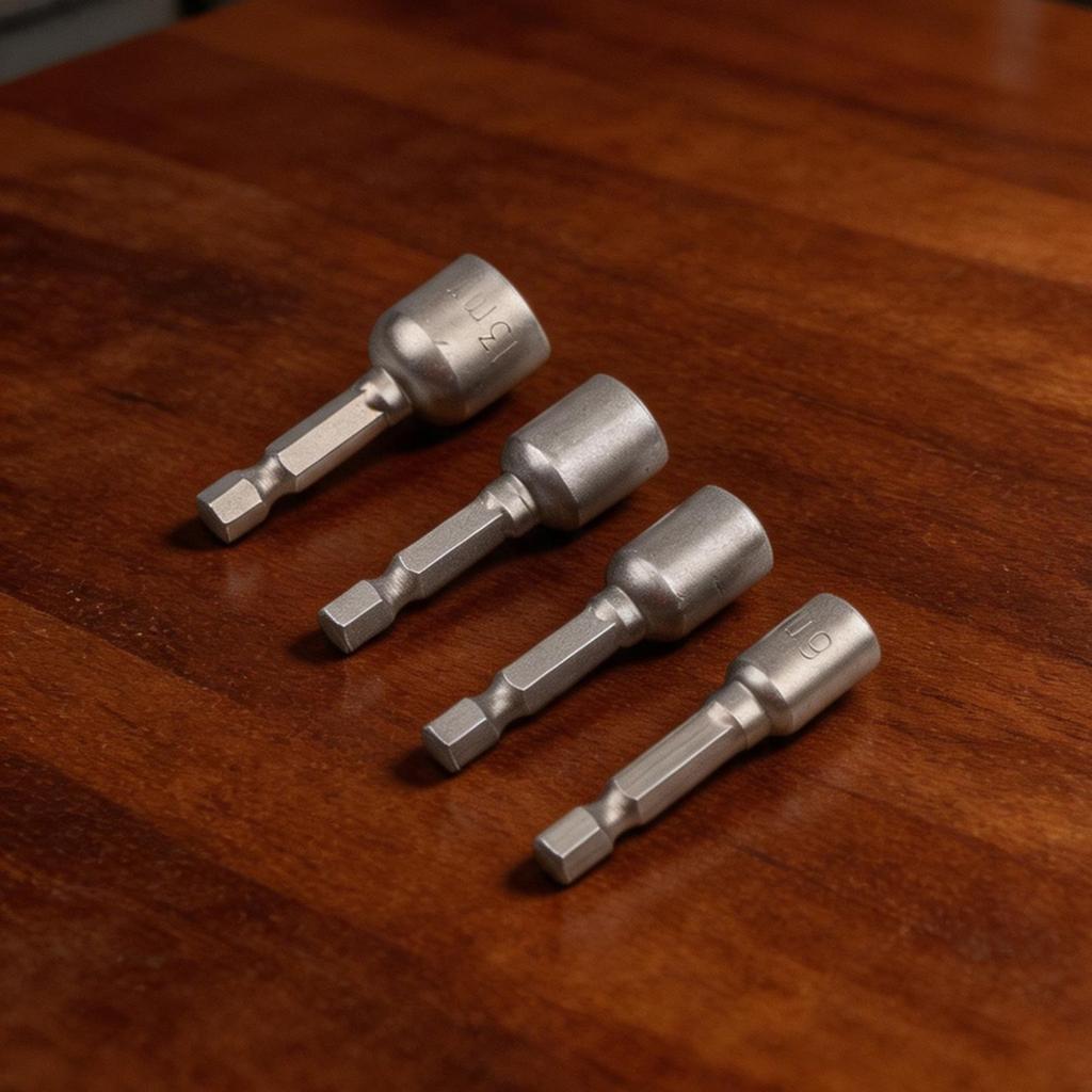 Magnetic Nut Driver Socket Set 4pcs 6 8 10 13mm Hex Shank 14 Inch Drill