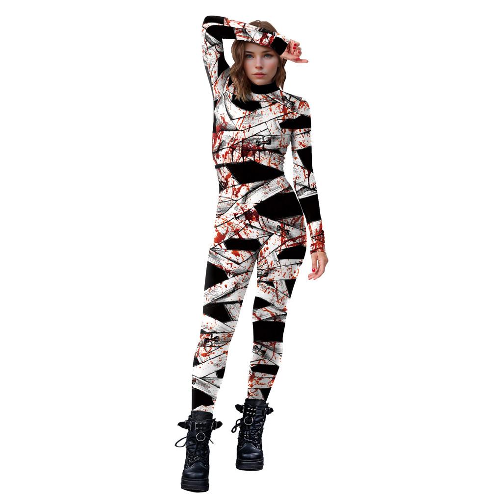 Tuta Horror di Halloween con Macchie di Sangue e Stampa Digitale per Spettacolo Teatrale