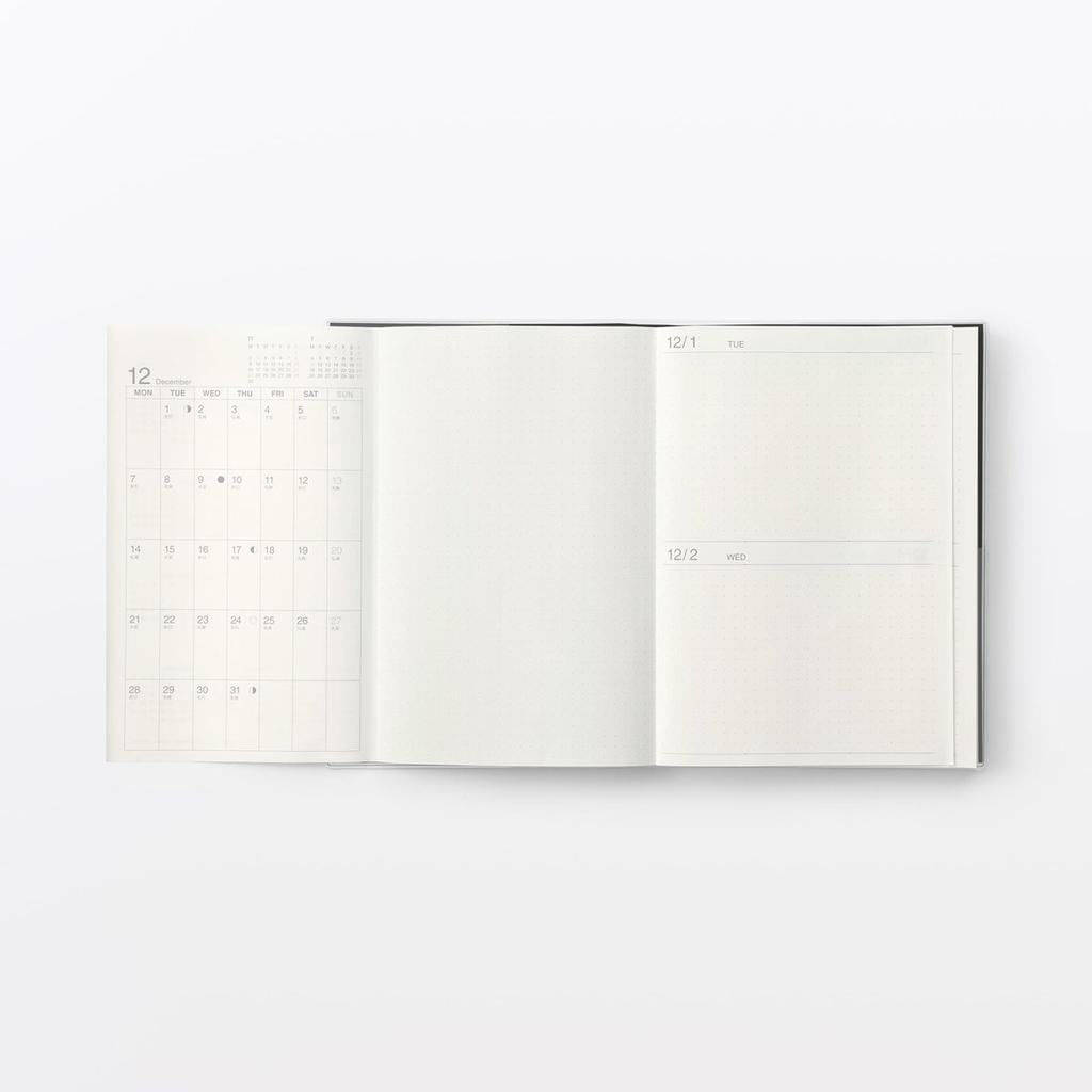 MUJI Monthly Daily Planner Schedule Book Dec 2026 Monday Start A5 Black 23101813