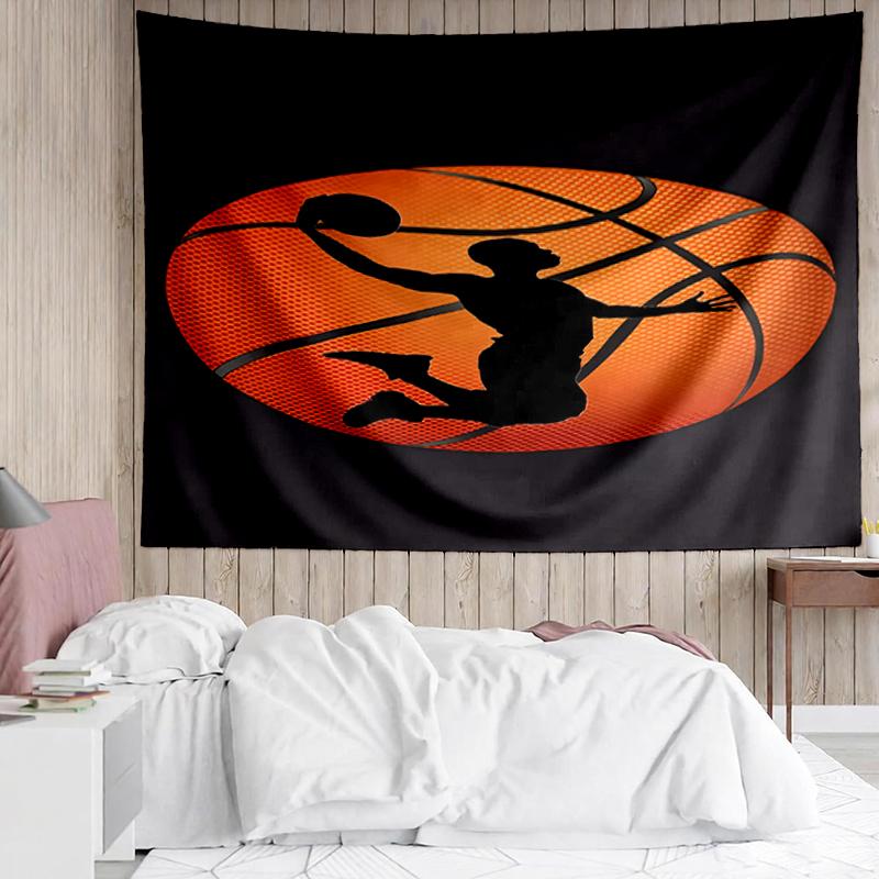 basketball Print Tapestry, Backdrop, Easy Setup, Ideal for Bedroom, Office & Living Room, with Aesthetic Wall Hanging Decor.