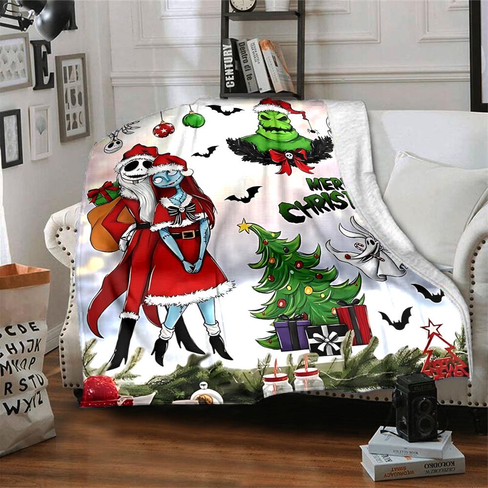 1Pc Christmas Nightmare Before Christmas Blanket Soft Throw Blanket For Home Bedroom Bed Sofa Travel Office Solid Christmas Blanket