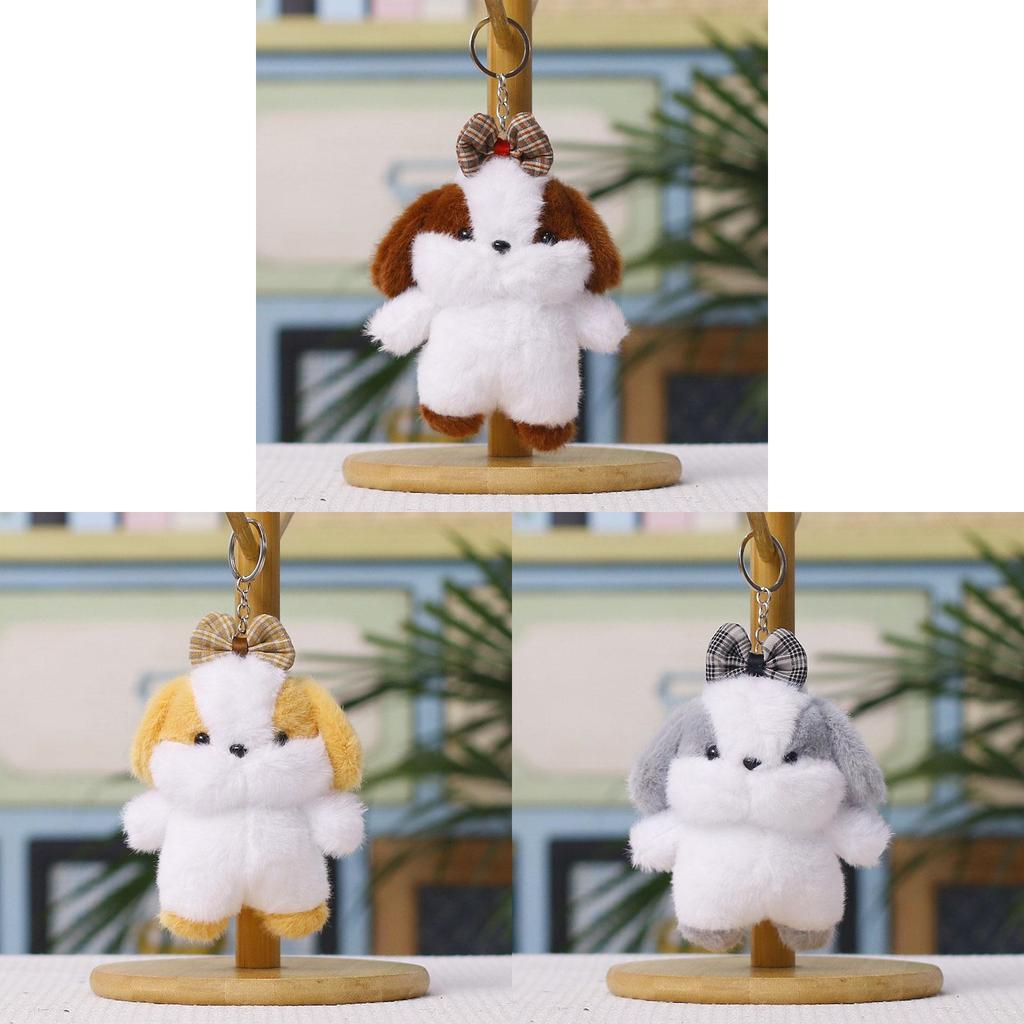 Plush Dog Charm Toy With Cartoon Bow For Wedding Decor And Gift Use