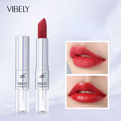 VIBELY Dual Head Lipstick Non-Stick Long Lasting Matte Positive Red 999 Lipstick Dual Use Lip Liquid 2 In 1