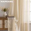 1PC Bohemian Style Jacquard Curtains Tassel Edge Rod Pocket Type Sheer Curtain for Living Room Bedroom Balcony Window Home Decor
