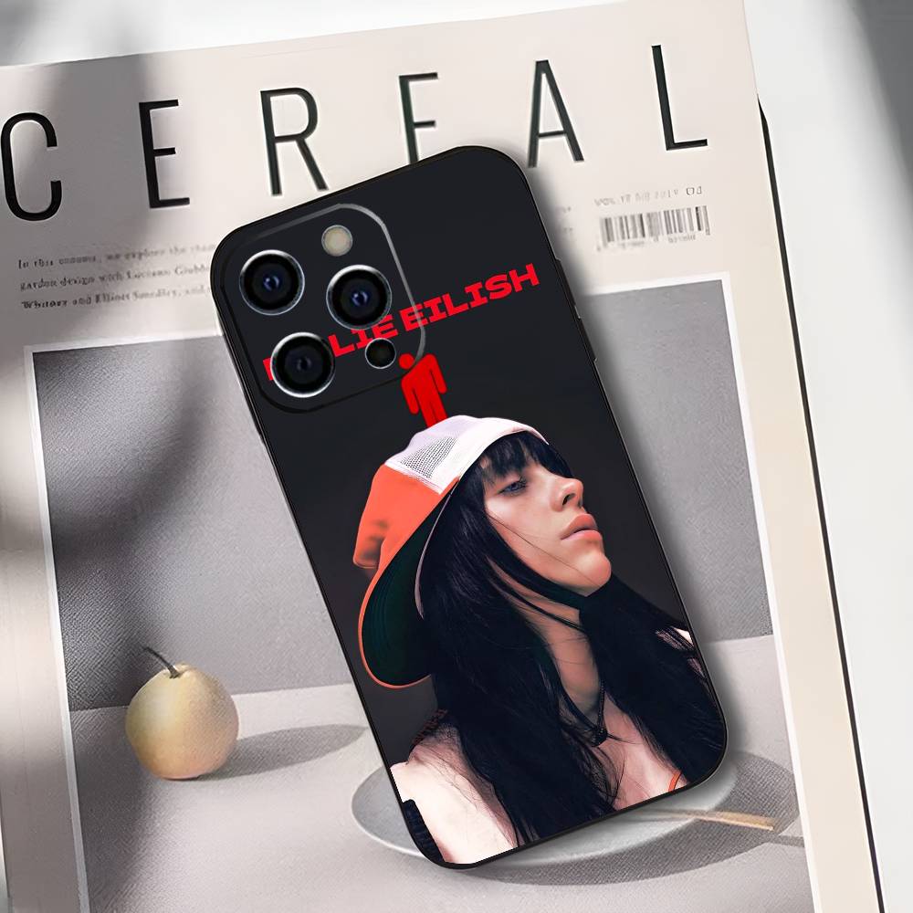Singer B-Billie Eilish Phone Case For IPhone 17,16,15,14,13,12,11,Plus,Pro,Max,Plus,XS,soft Case Black Silicone
