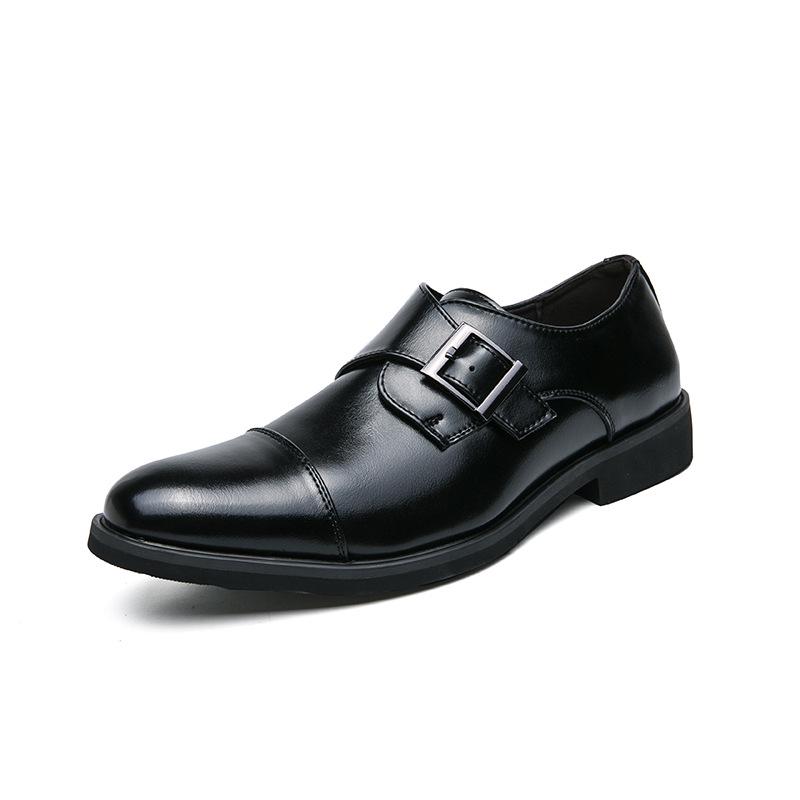Men s Large Slip-On Casual Leather Shoes, Pointed Toe Business Formal Style, Trendy British Fashion. Size 42