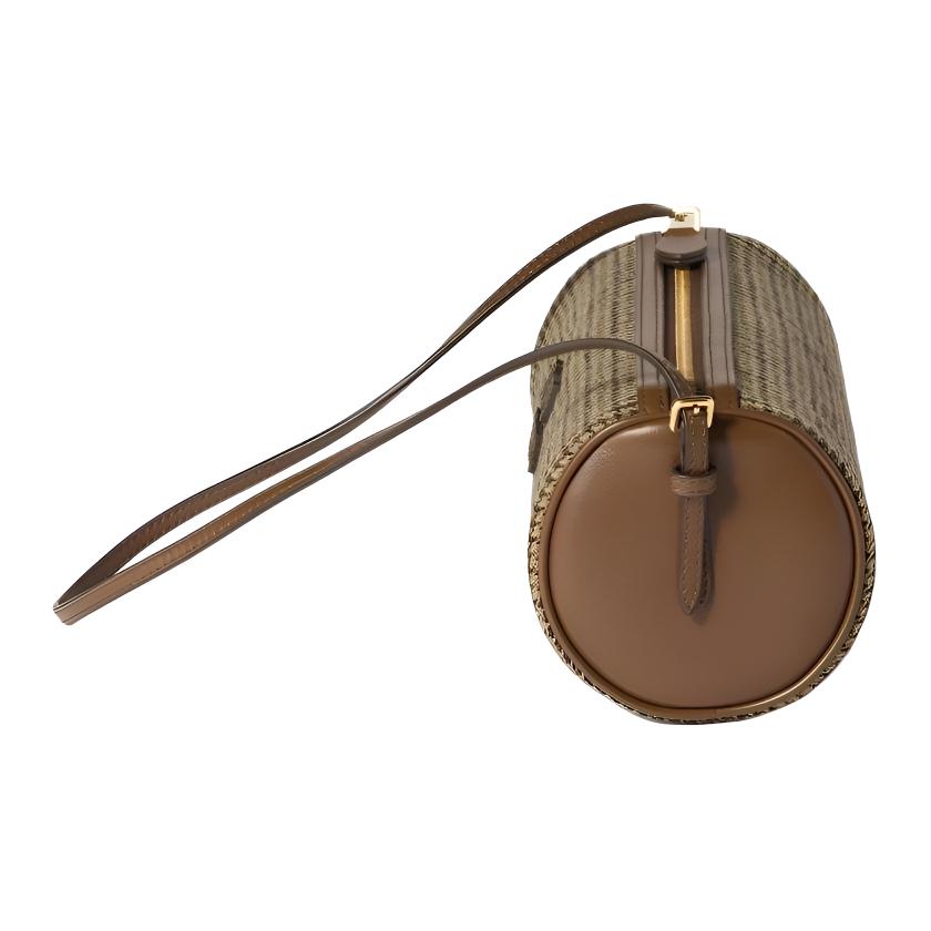 MIU MIU Leder Logo Stoff Umhängetasche Damen Umhängetasche Dunkelbraun 5NE851_2DU5_F0324