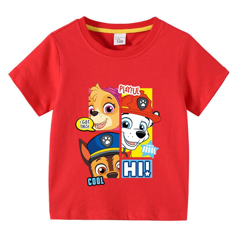 Tlapková patrola Dětské letní oblečení Chlapecké tričko Dětské jednobarevné volné tričko Top Dívčí trička s kulatým výstřihem a kresleným potiskem