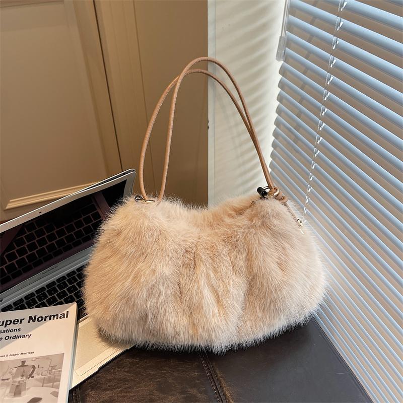 Women's Shoulder Bag Large Capacity Underarm Bag Solid Color Tote Bag