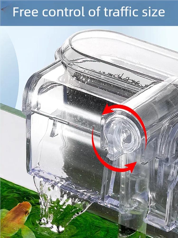 Mini Wall Mounted Aquarium Filter Waterfall Filter for Small Fish Tank USB Filtering Equipment with Filter Media and Circulating