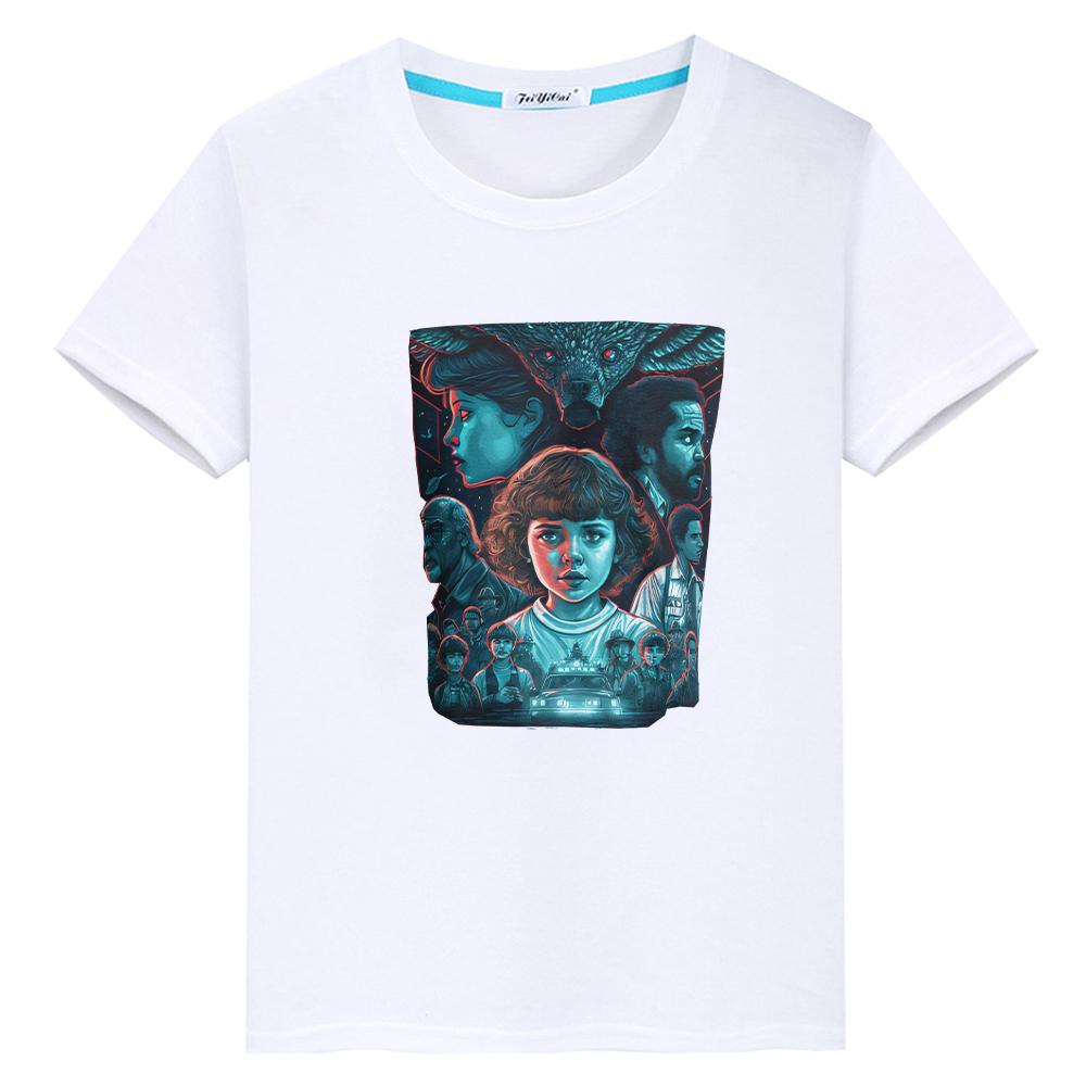 T-Shirt für Kinder Junge 10 Jahre Stranger Things Druck 100% Baumwolle Anime T-Shirts y2k One Piece Kawaii Kurze Tops T-Shirt Kinderkleidung Mädchen