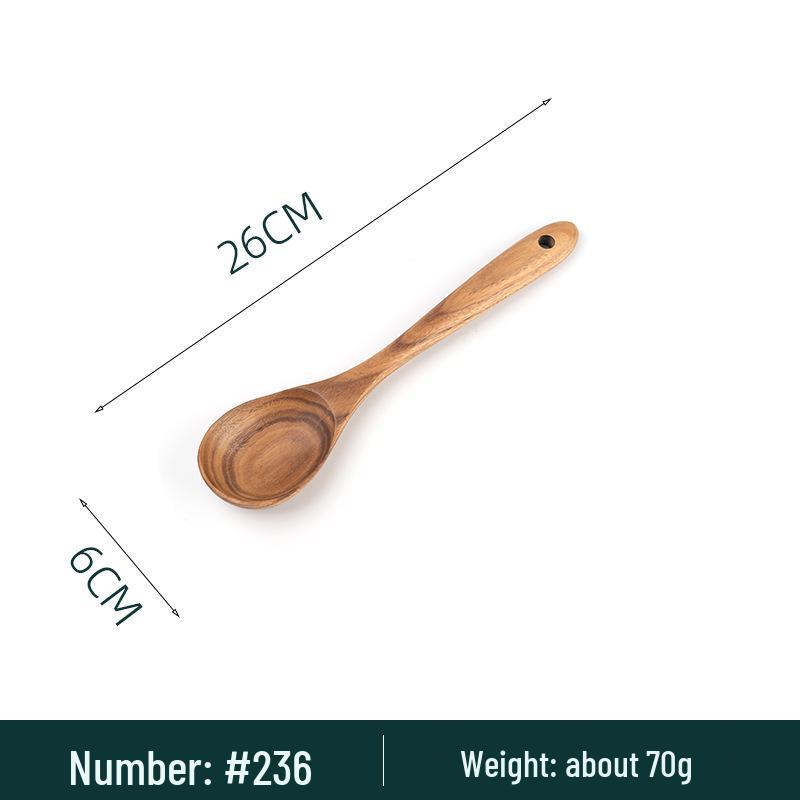 Teak Acacia Wood Kitchen Utensil Set: Spatula, Spoon, Ladle, Turner, Long Handle Rice Spoon