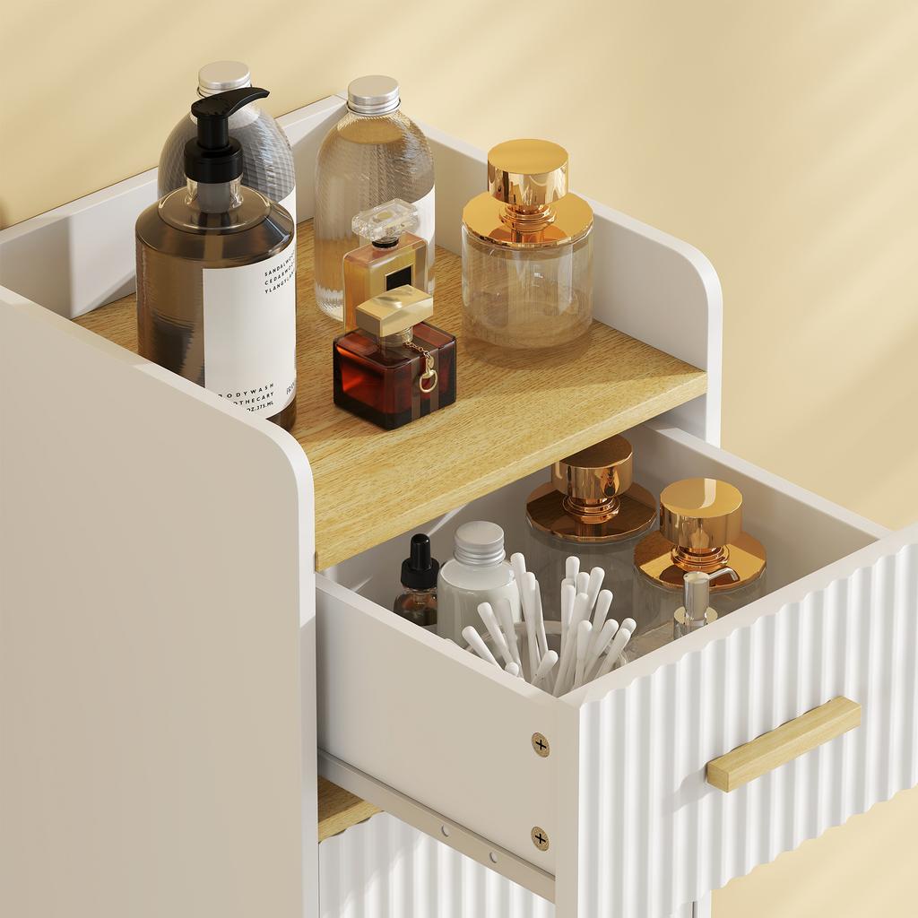 Narrow Bathroom Cabinet with Adjustable Shelf White