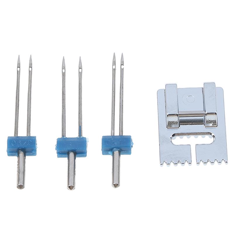 Drážková skládaná patka se 3 velikostmi sada dvojitých jehel s kolíkem pro šicí stroj Brother